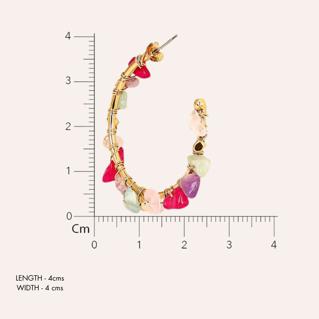 Colourful Stone Hoop Earrings