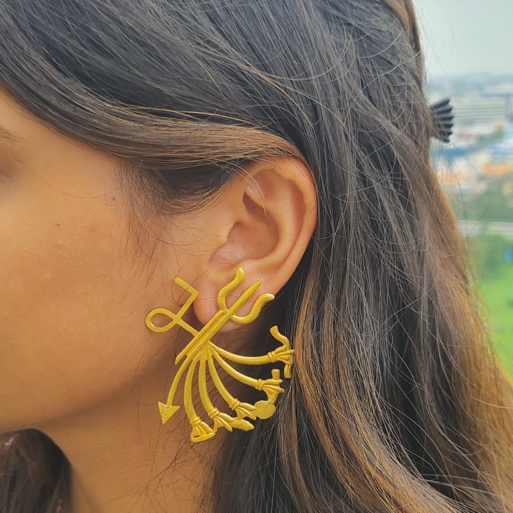 Gold Plated Durga Ma Earring