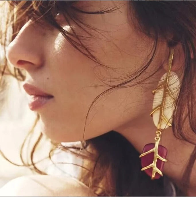 White & Red Classy Formal Earrings