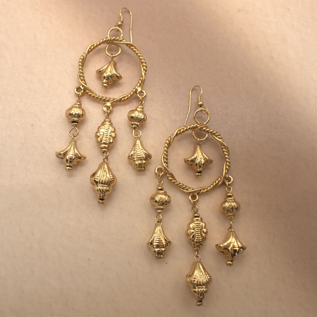 Golden Dreamcatcher Dangler Earrings