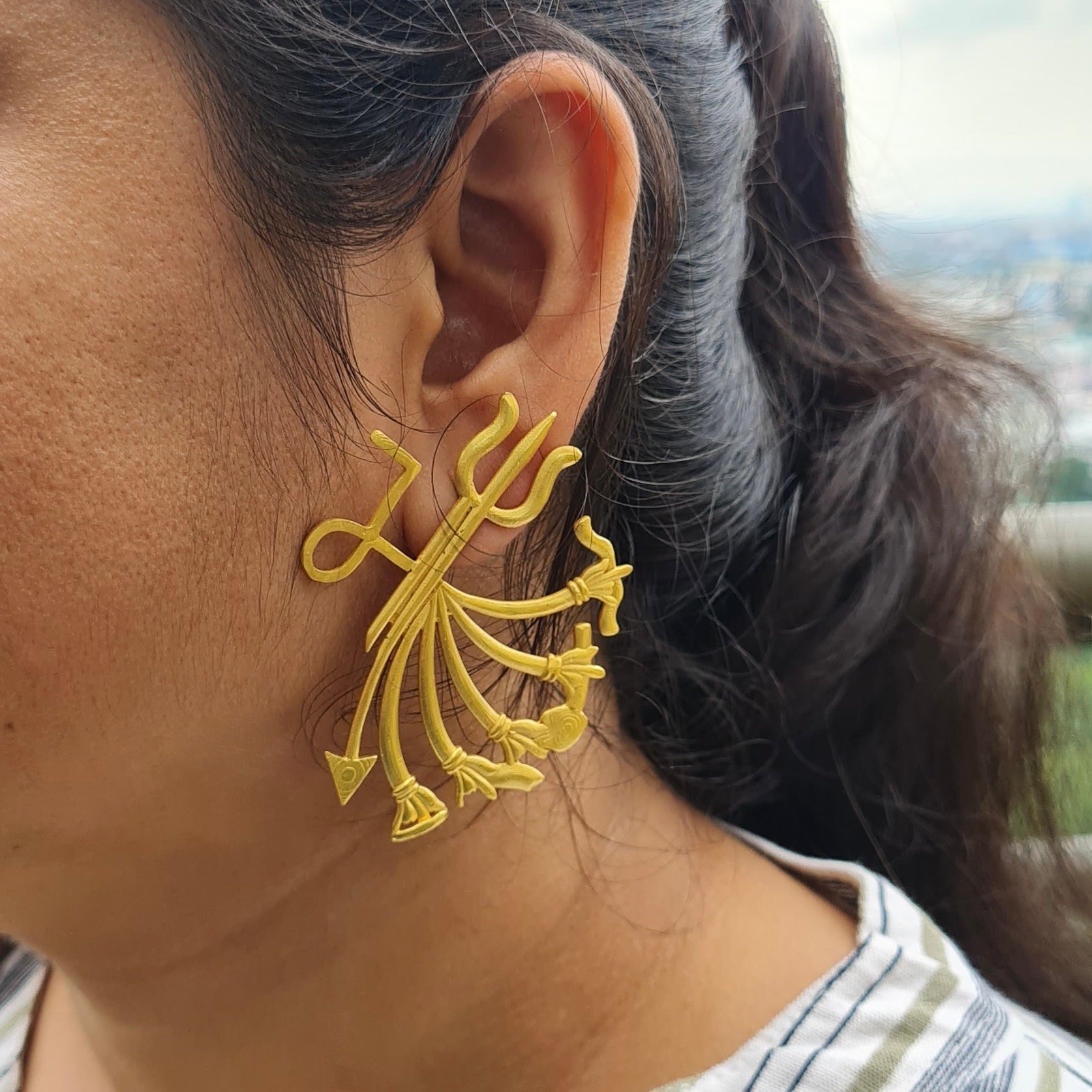 Gold Plated Durga Ma Earring