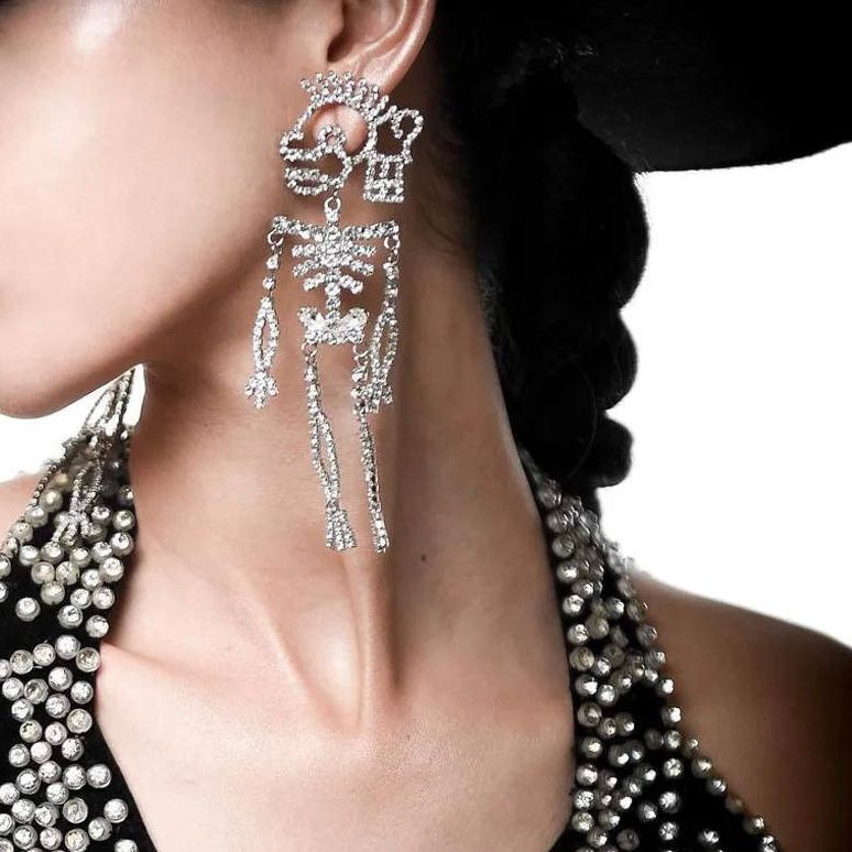 Magic In The Bones - Alloy & Crystal Rhinestone Earrings