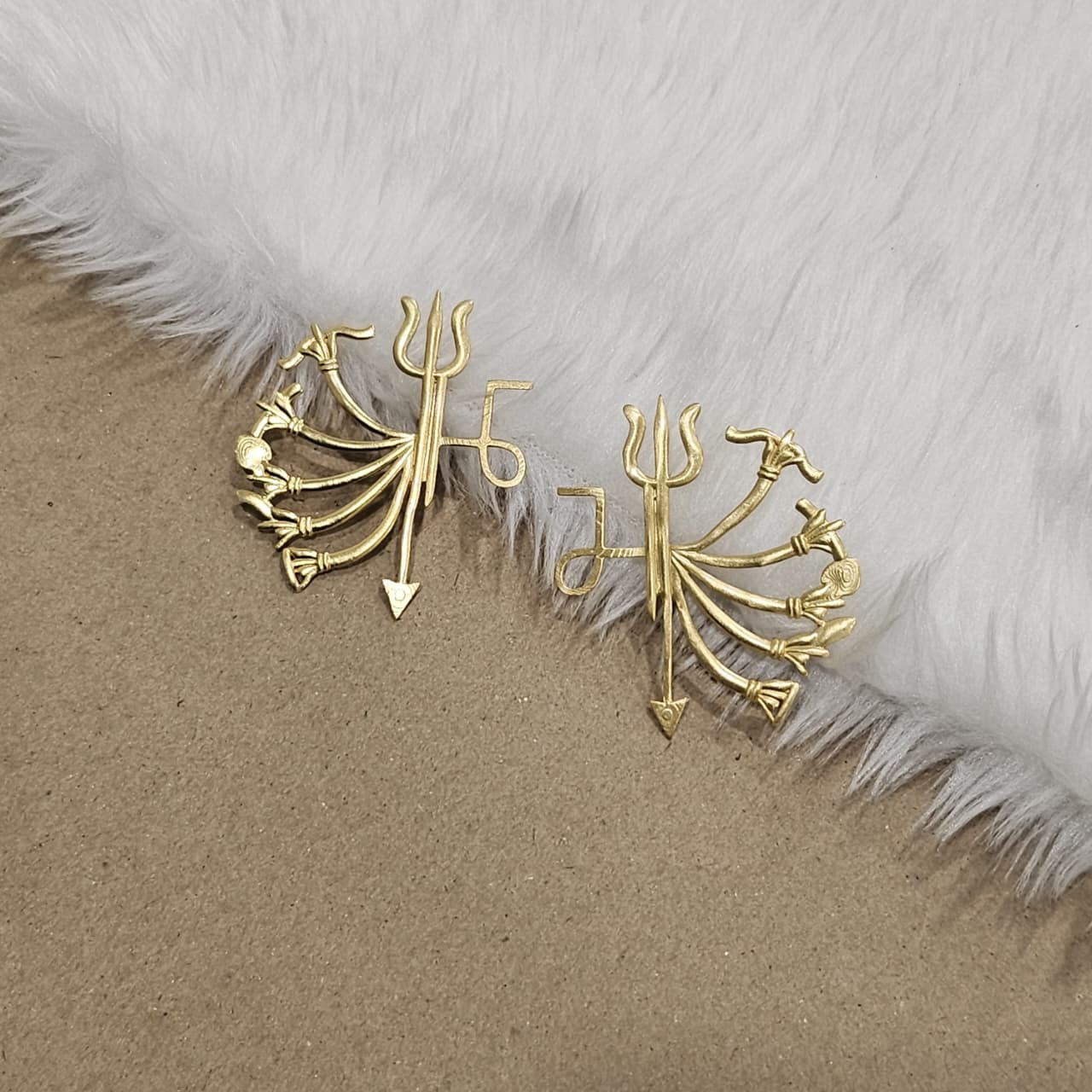 Divine Power Combo – Durga Maa Earrings & Shiva Trishul Pendant with Chain