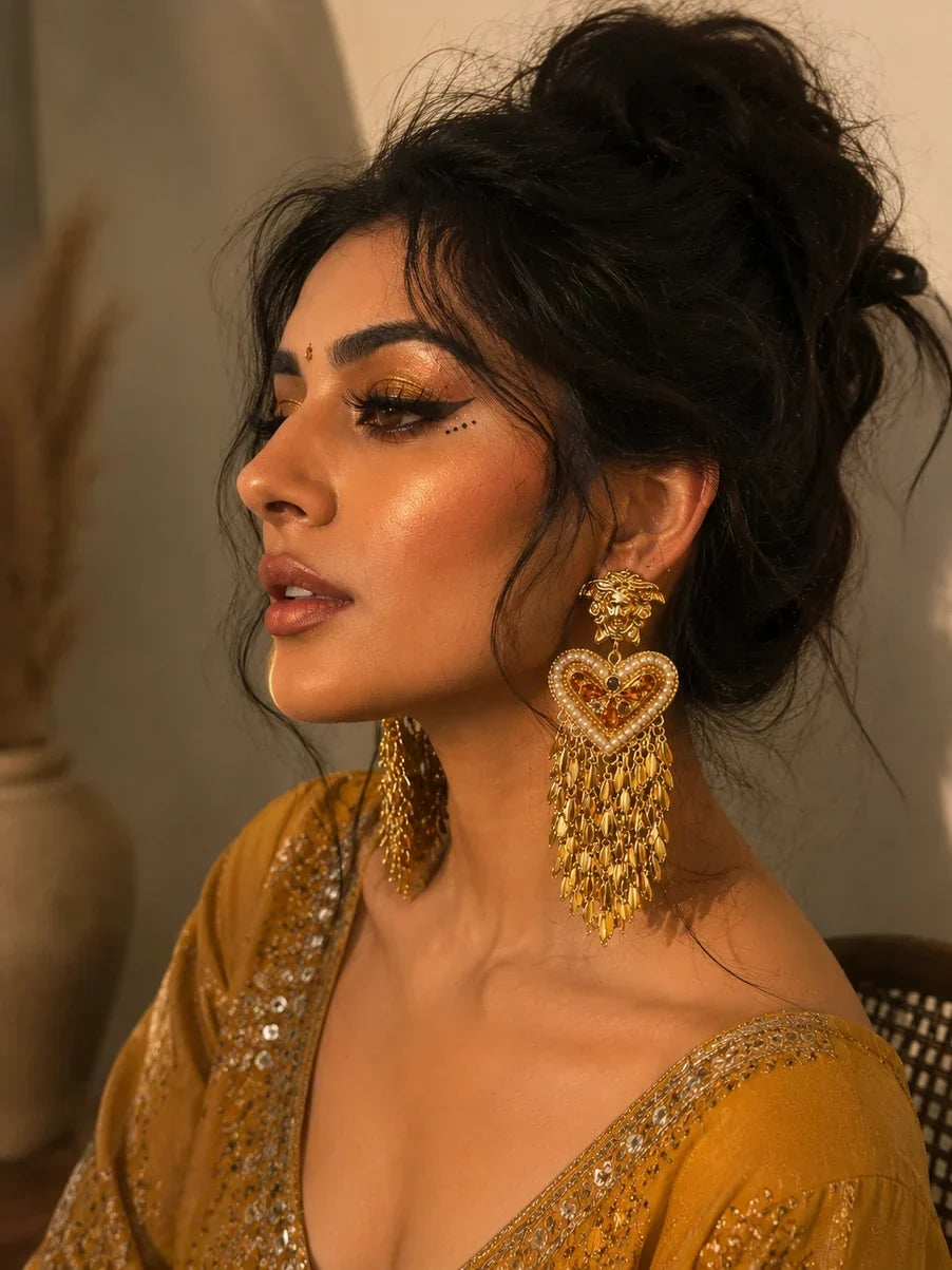 Gold plated tassel earring 