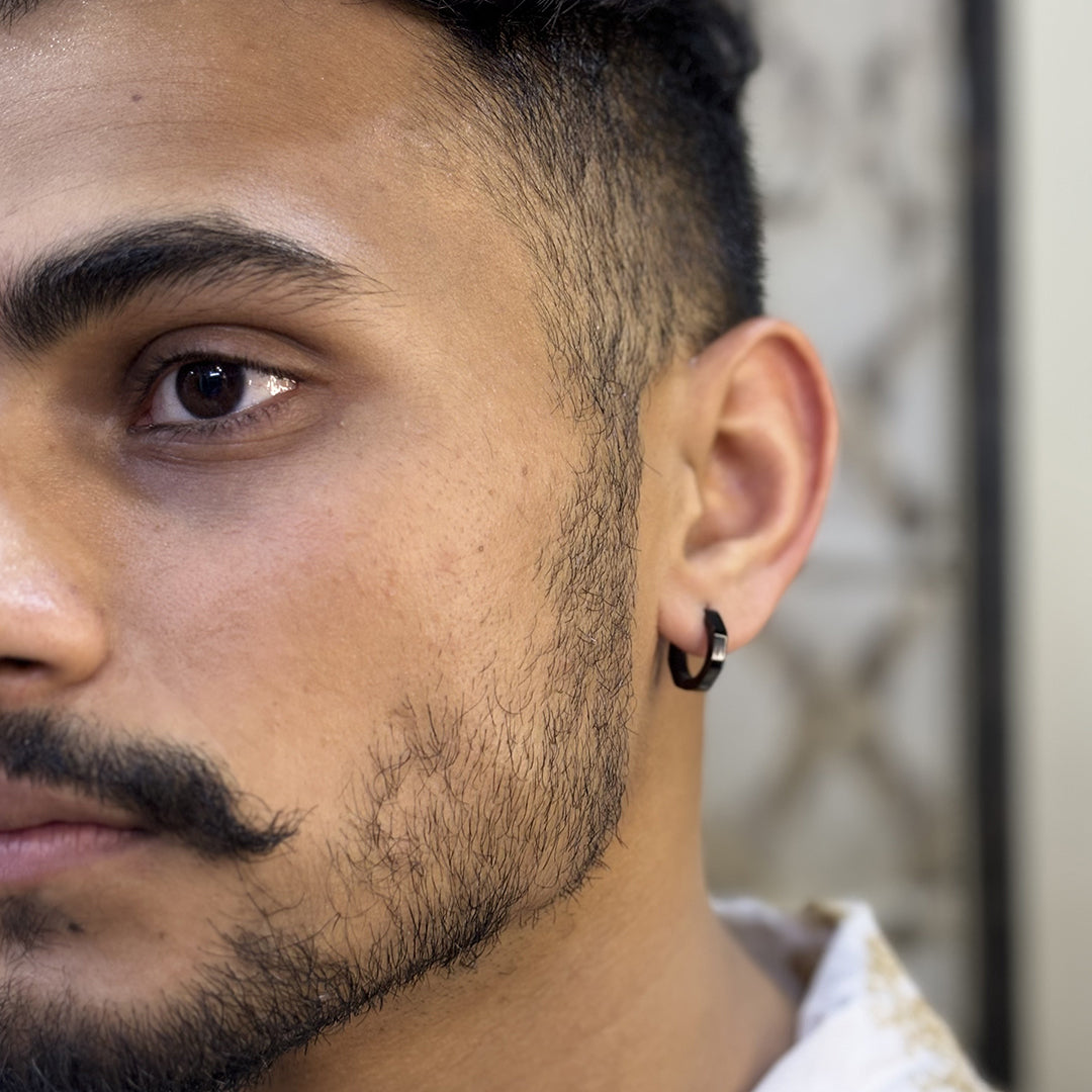 Men's Hexagon Hoop Earrings1