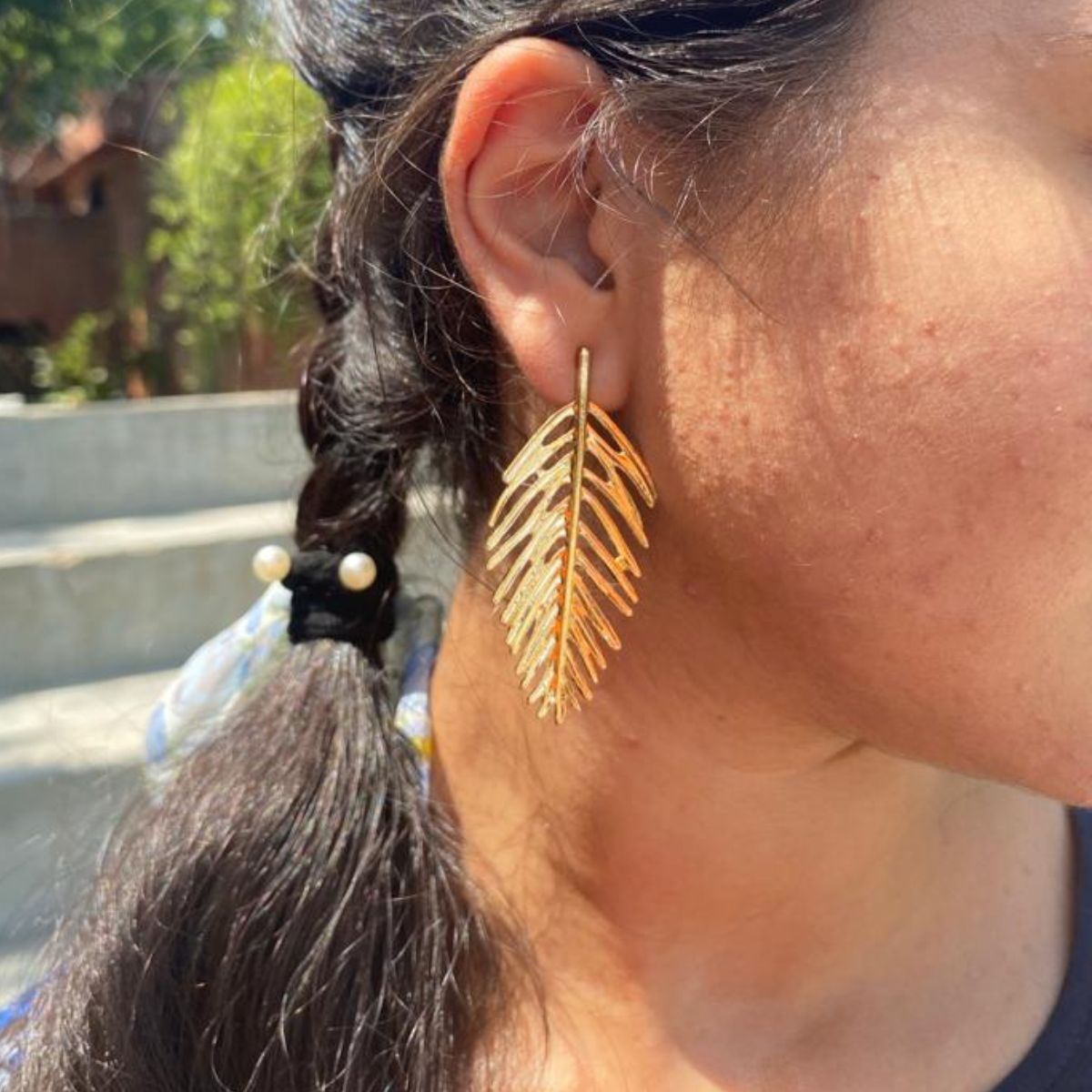 Golden Whispering Leaves Earring