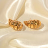 Golden Ellipse Stud Drop Earrings