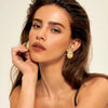Golden Ellipse Stud Drop Earrings