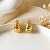 Golden Ellipse Stud Drop Earrings