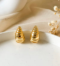 Golden Ellipse Stud Drop Earrings