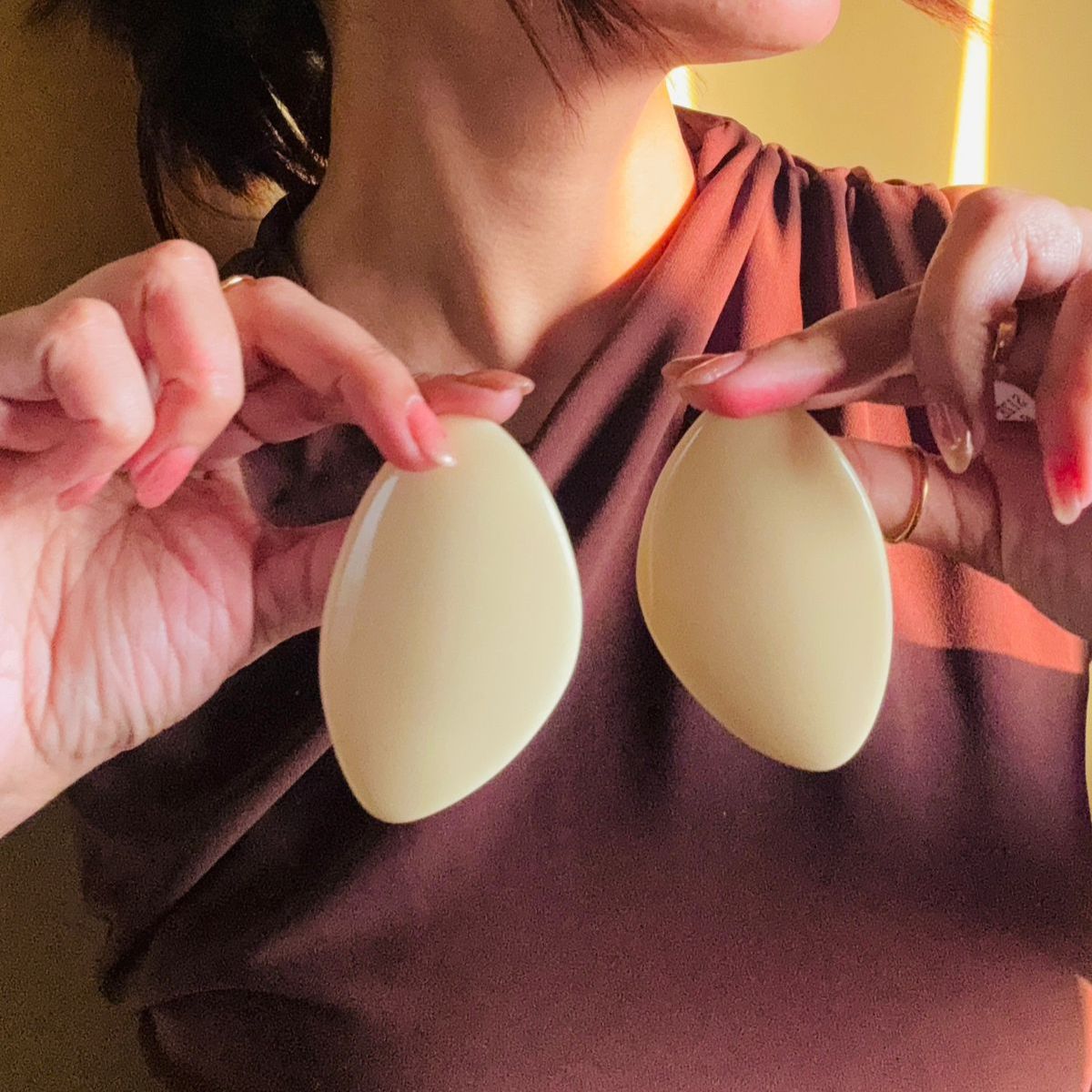 Contemporary Stone Oval Shaped Earrings