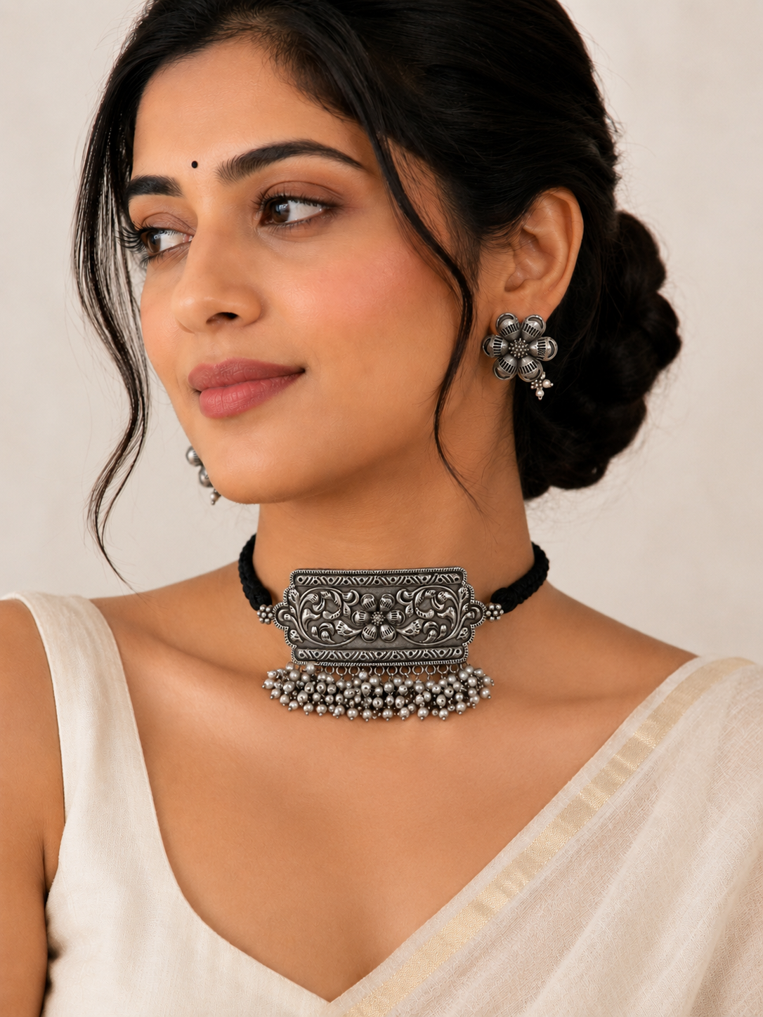 Desi-Boho Oxidised Choker Set