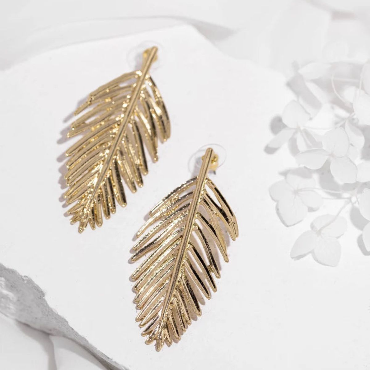 Golden Whispering Leaves Earring