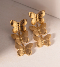 Golden Butterfly Long Earrings