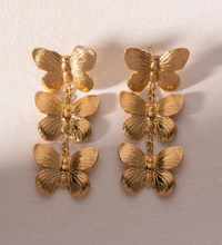 Golden Butterfly Long Earrings