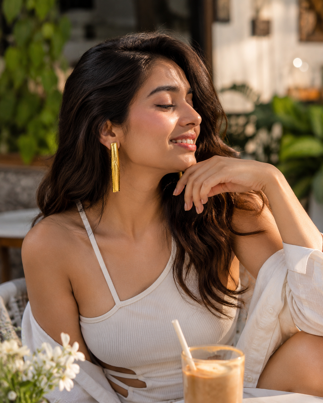 Golden Spiral Long Earrings