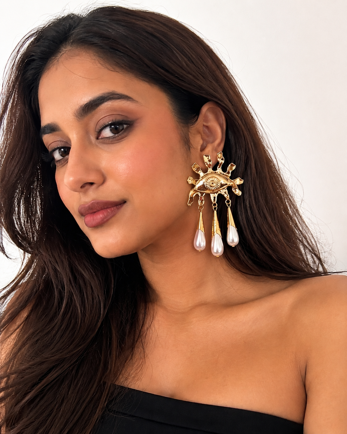 Evil Eye Pearl Danglers