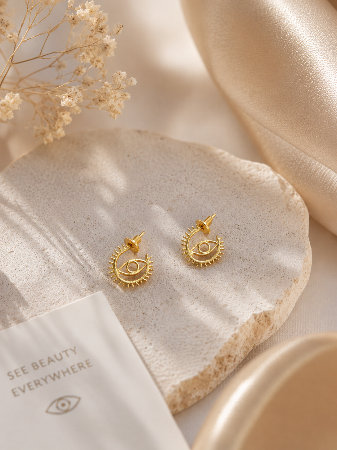 Gold-plated Small Evil-eye Hoop Earrings