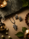 Silver-toned Damru Trishul Necklace Set
