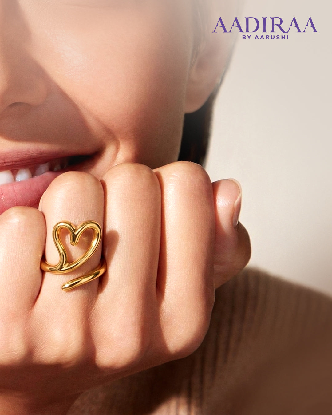 Golden Heart Princess Nail Ring