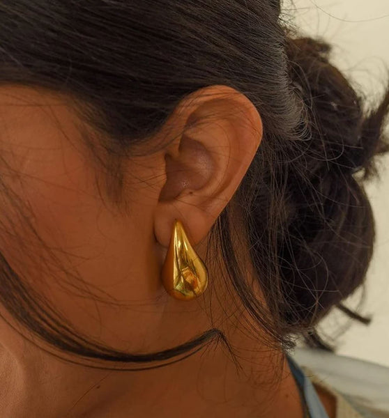 Golden Elliptical Dews of Monsoon Drop Earrings