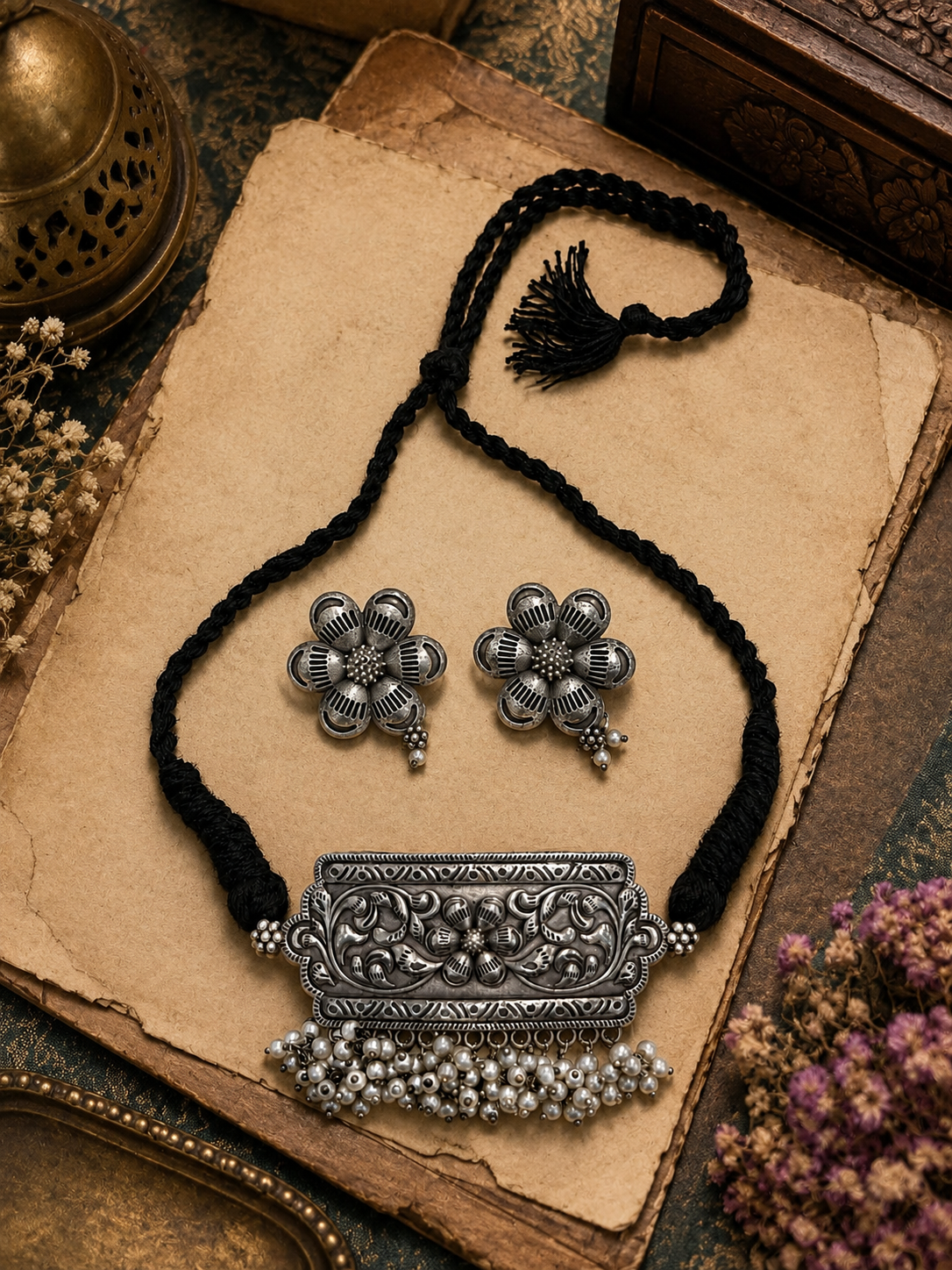 Desi-Boho Oxidised Choker Set