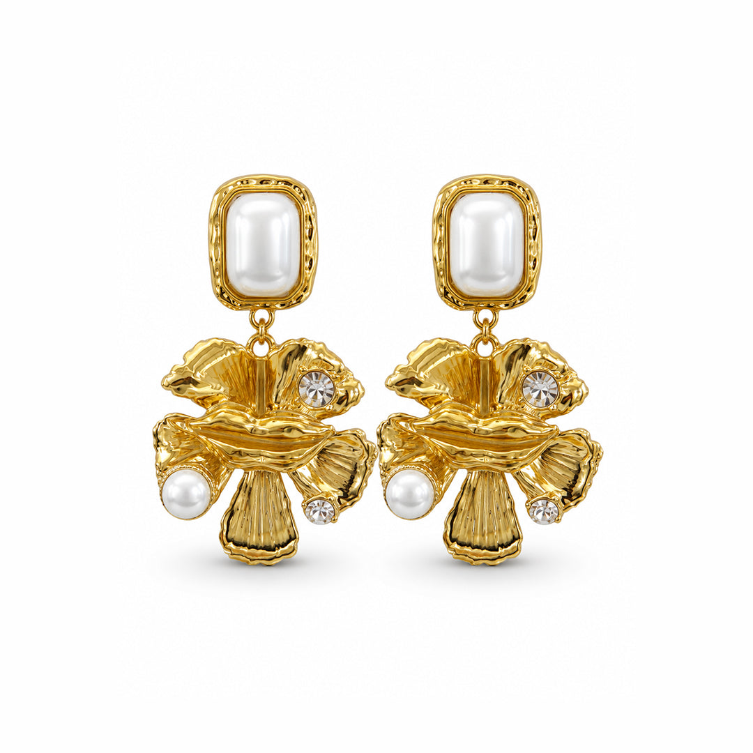 Golden Kiss Petal Statement Earrings