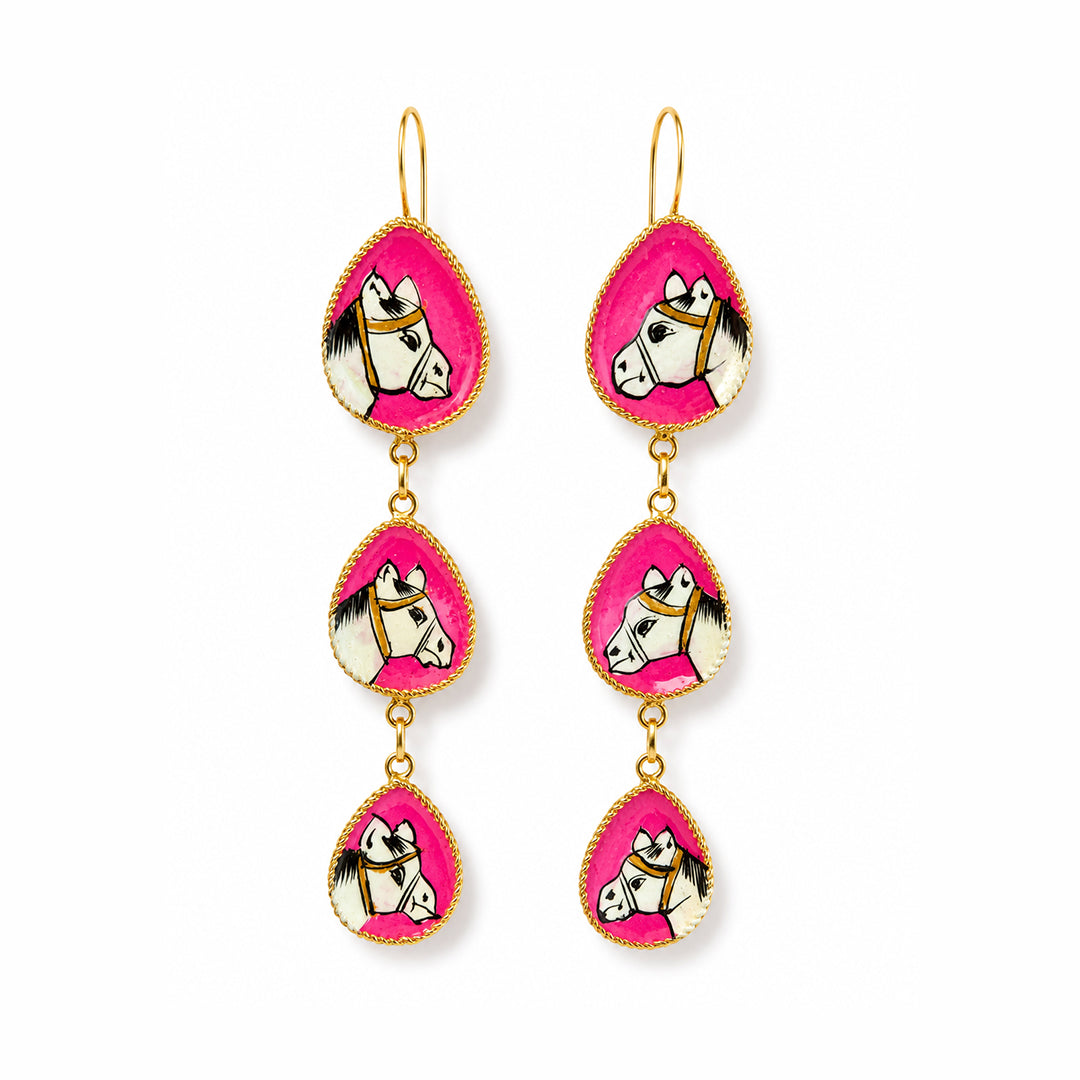 Gold-plated Brass Horse Teardrop Earrings