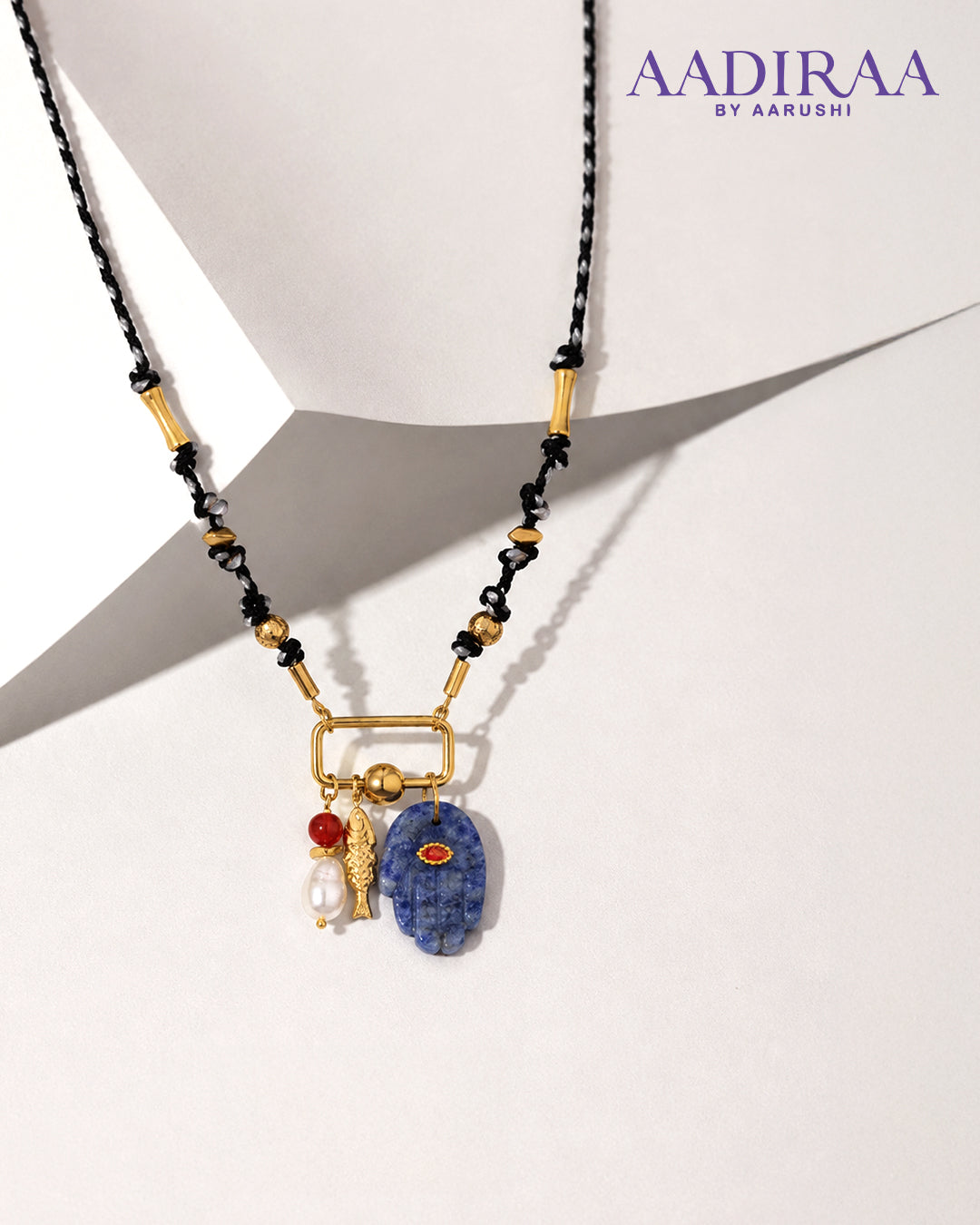 Blue & Gold Charm Necklace