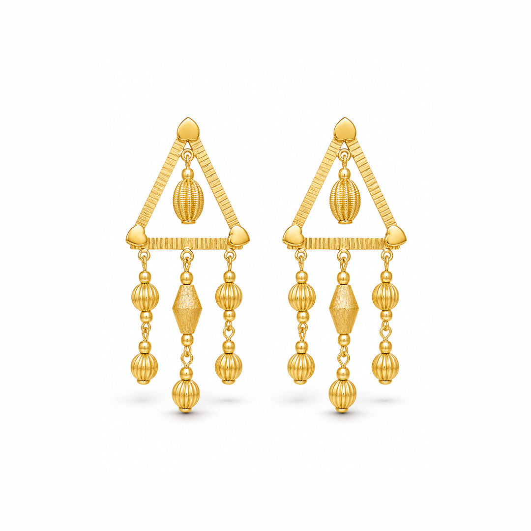 Golden Triangular Chandelier Earrings