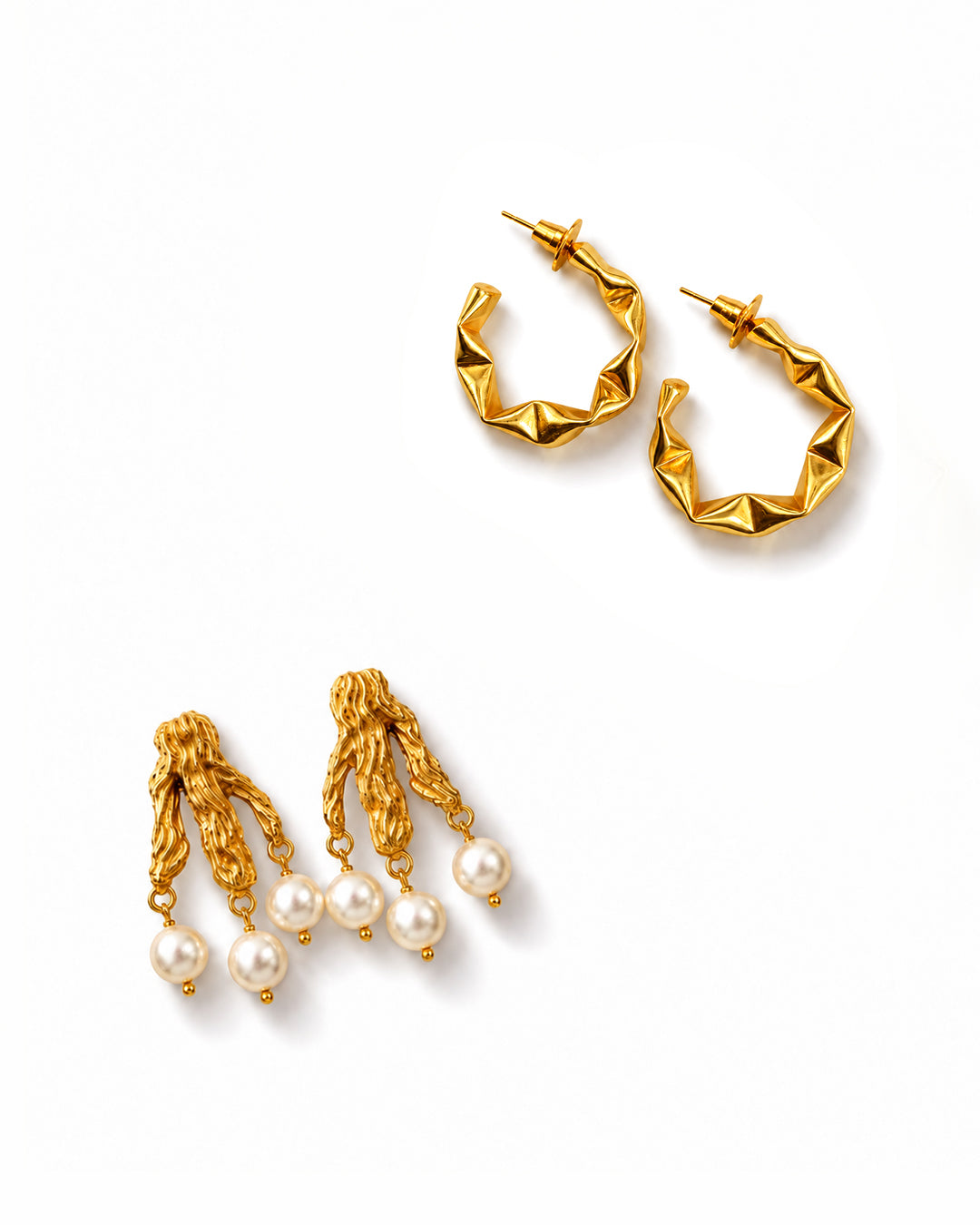 Regal Lion & Sculpted Hoop Earrings Combo