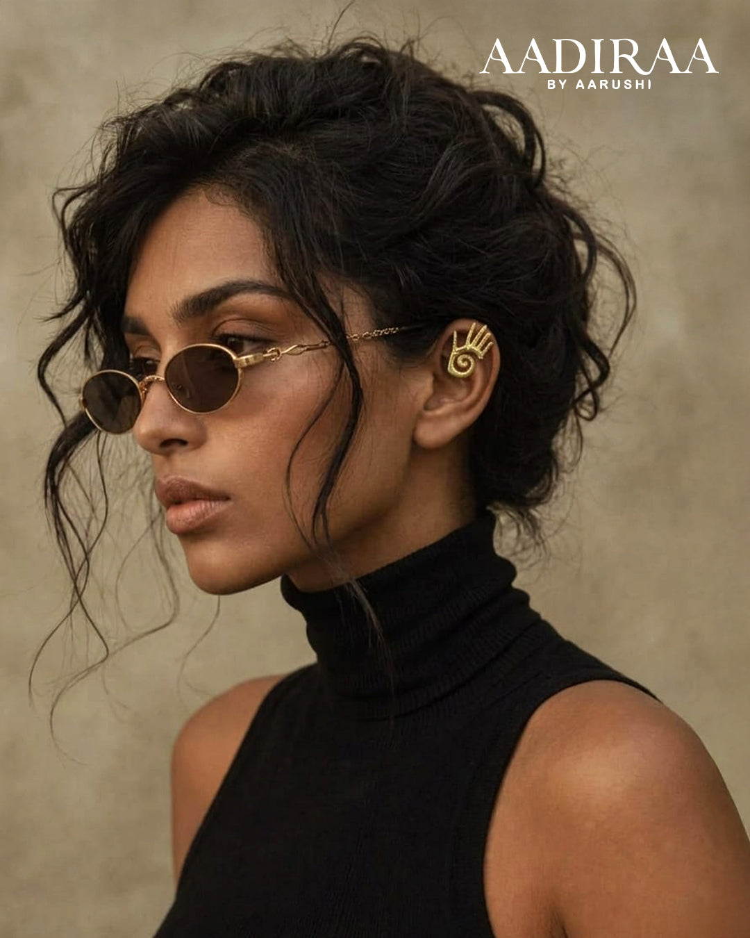Golden Palmlet Ear Cuff