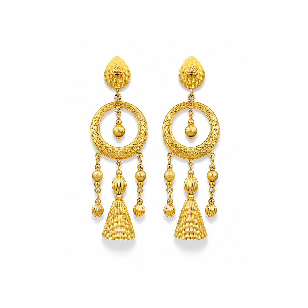 Floral-motif Kashmiri Chandbali Earrings