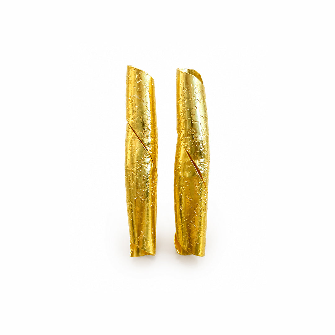 Golden Spiral Long Earrings