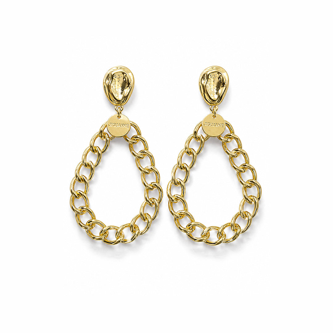 Golden Statement Chain Hoop Earring