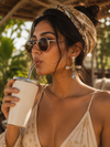 Golden Cross of Pearl  Earrings