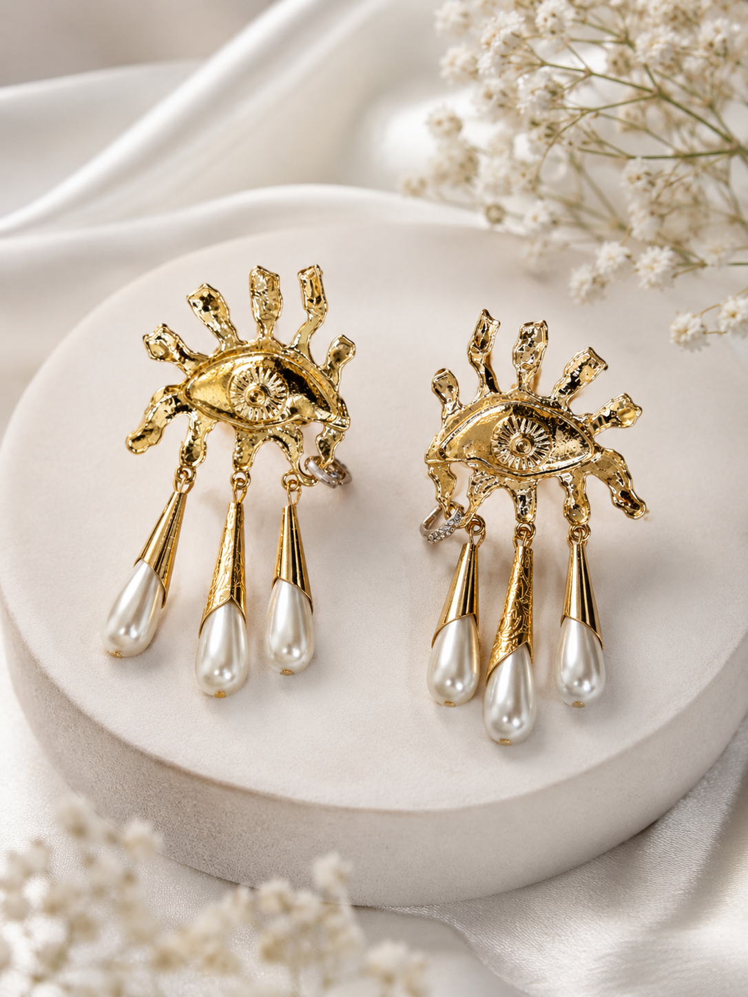 Evil Eye Pearl Danglers