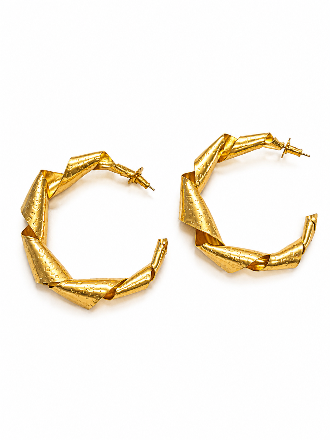 Gold Ribbon BIG Hoop Earrings