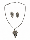 Silver-toned Damru Trishul Necklace Set