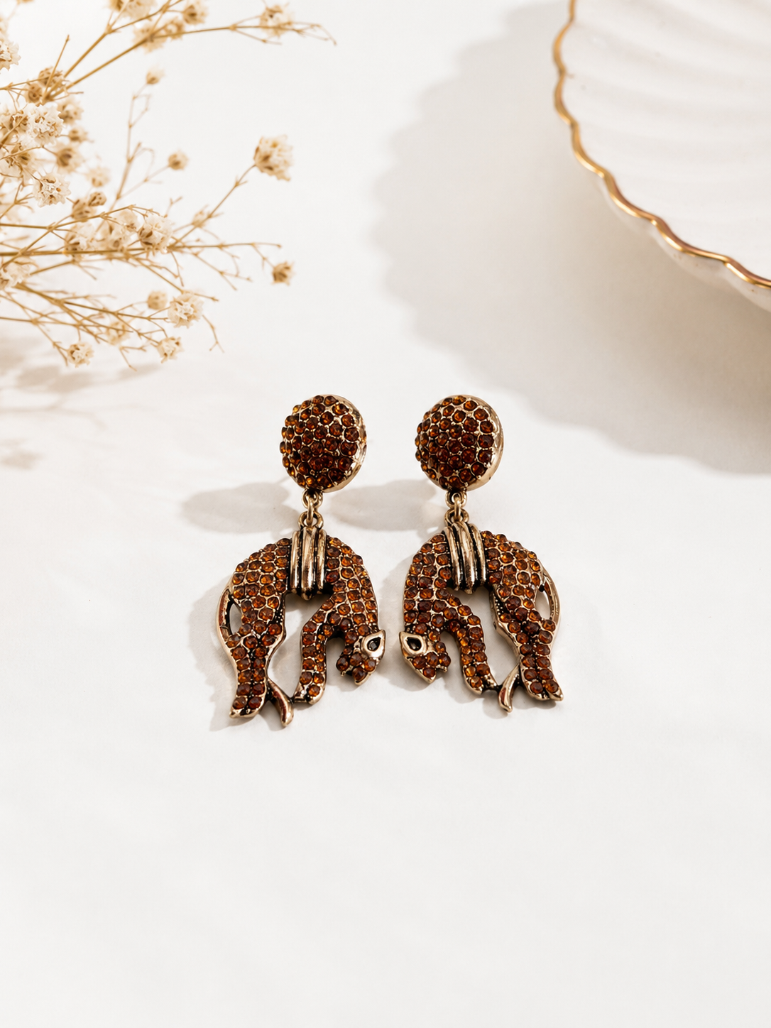 Stone Cheetah Earrings
