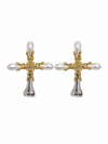 Golden Cross of Pearl  Earrings
