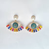 Multi Coloured Stone Beaded Evil Eye Drop Earrings