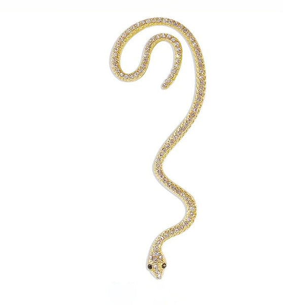 Hisss Of Elegance - Snake Shape Alloy & Stone Studded Earrings
