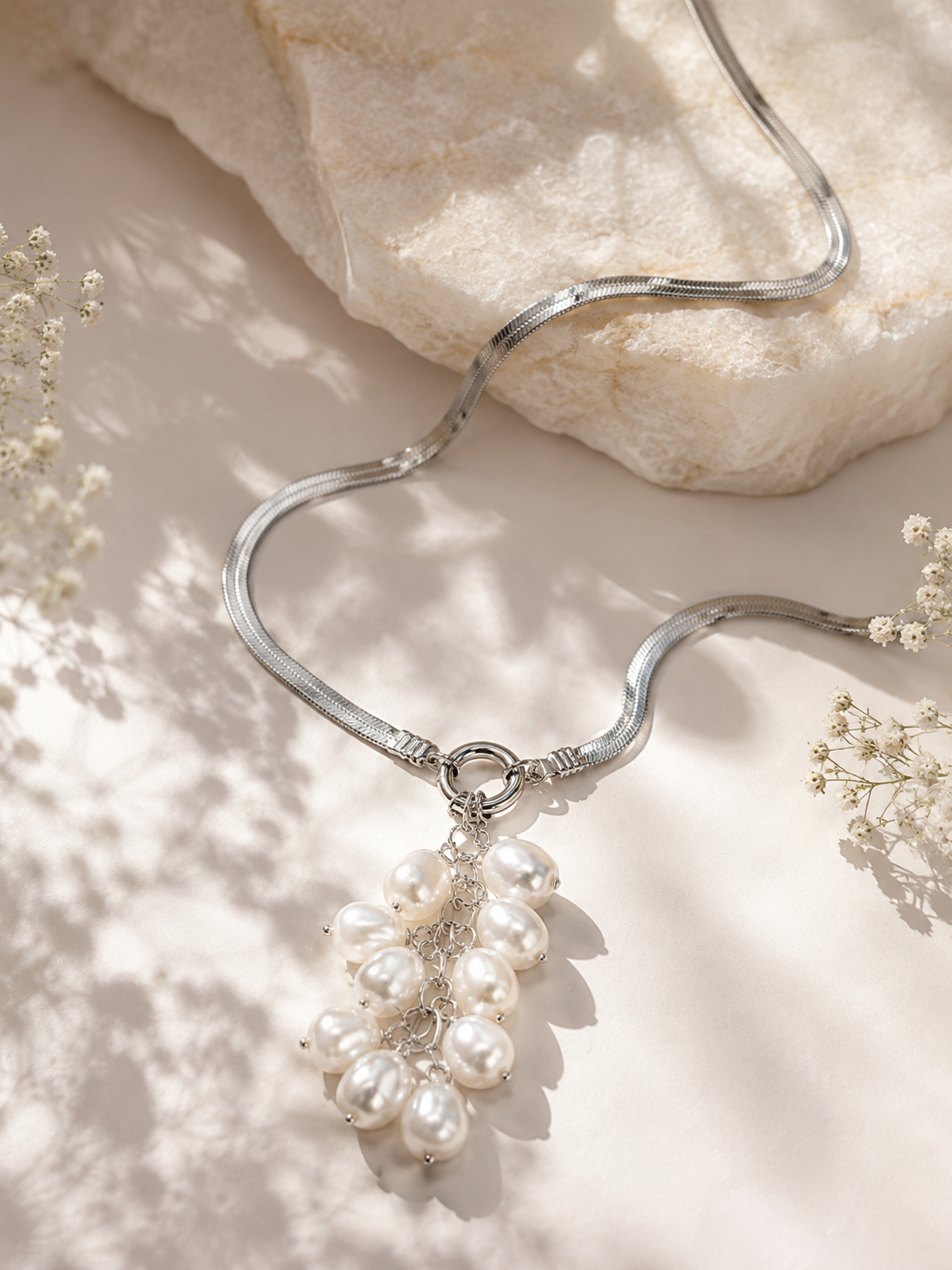 Silver Pearl dust Necklace
