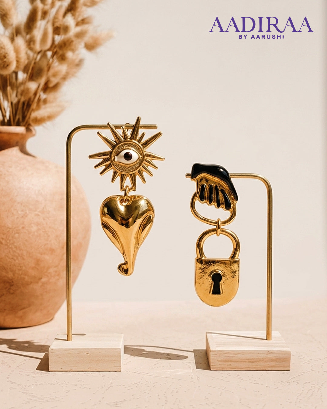 Aura Lock Golden Earrings