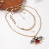 Bee Twin Golden Double Layered Necklace