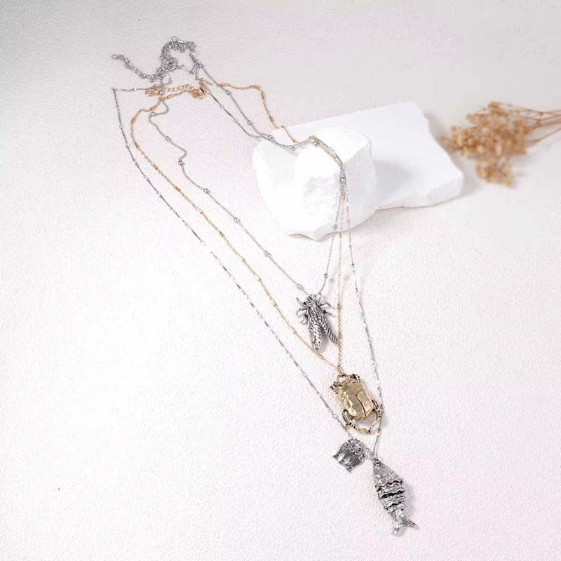 Bug Charm Silver Necklace
