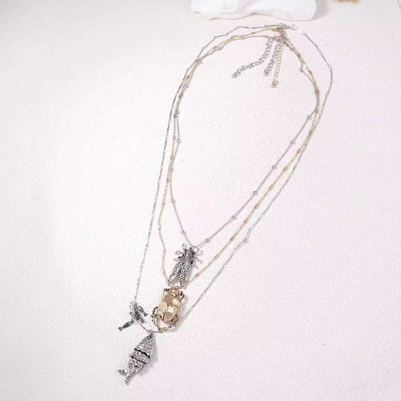 Bug Charm Silver Necklace
