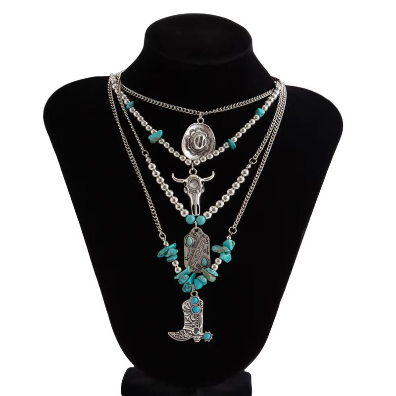 Multi-Layered Oxidised Beachy Necklace