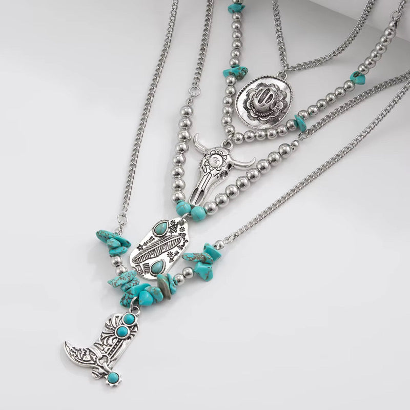 Multi-Layered Oxidised Beachy Necklace